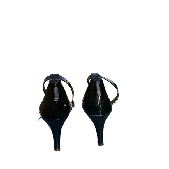 Women’s blck sandal ankle strp 3.5 in heel Opn toe Sze 10. By Ana patent leather - Picture 4 of 6